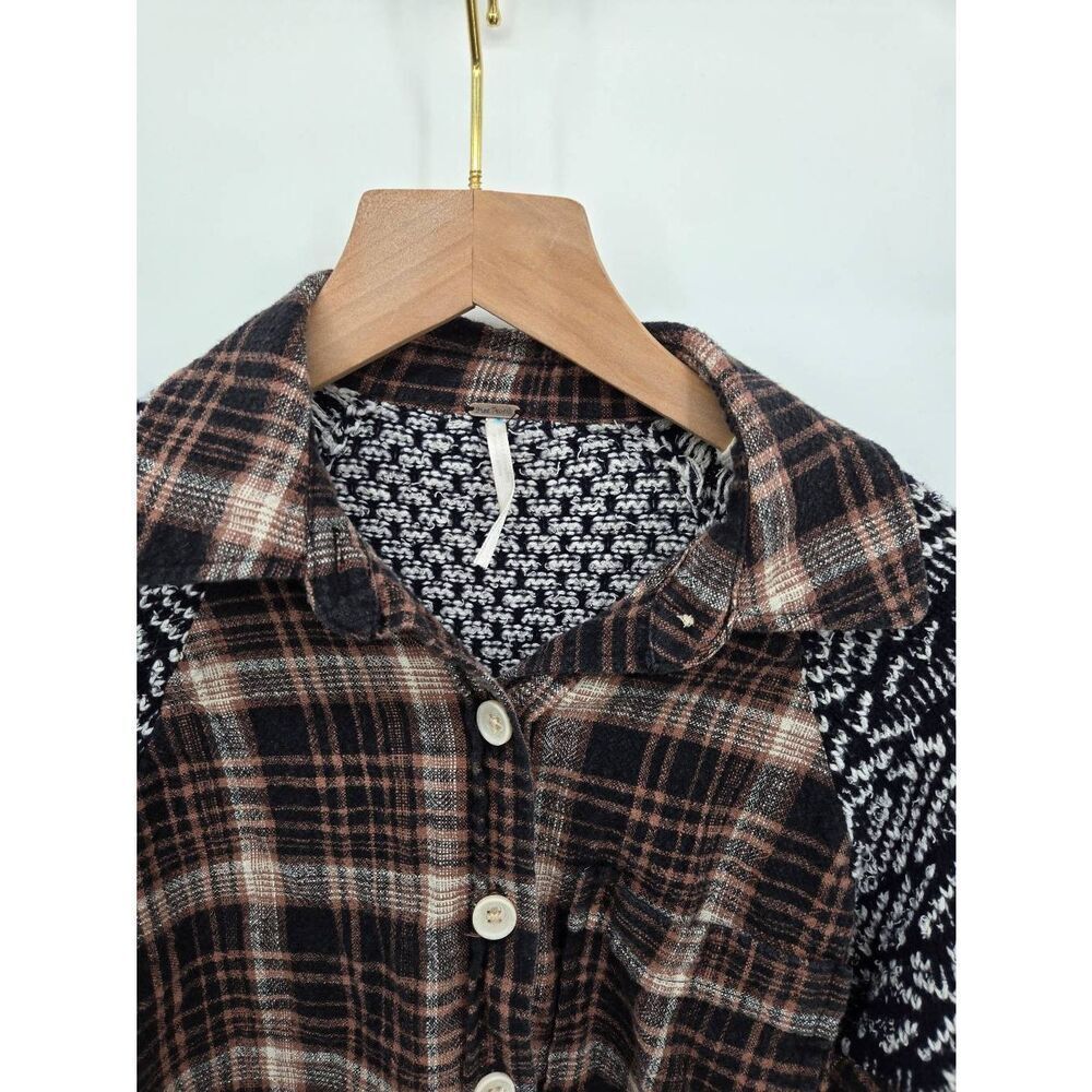 Free People Fireside Nights Plaid Shirt Size XS  Boho Long Sleeve - Picture 7 of 10